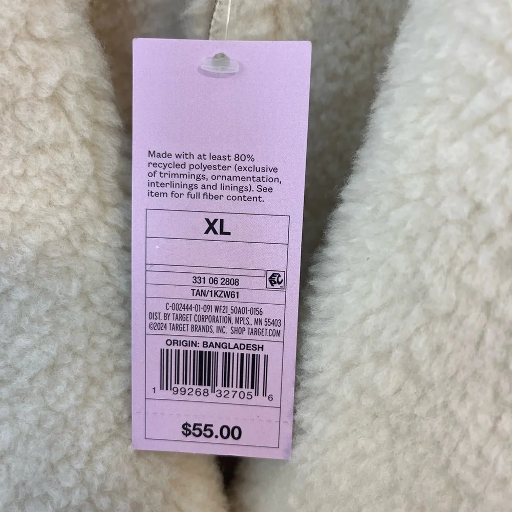 ⭐️ NWT Wild Fable Women's Shawl Collar Shearling Coat - Picture 7 of 7